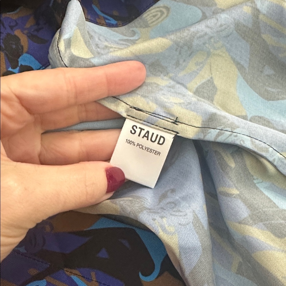 STAUD NWT Blue and Green Patterned Midi Dress - fits like a size 2 - Picture 7 of 10